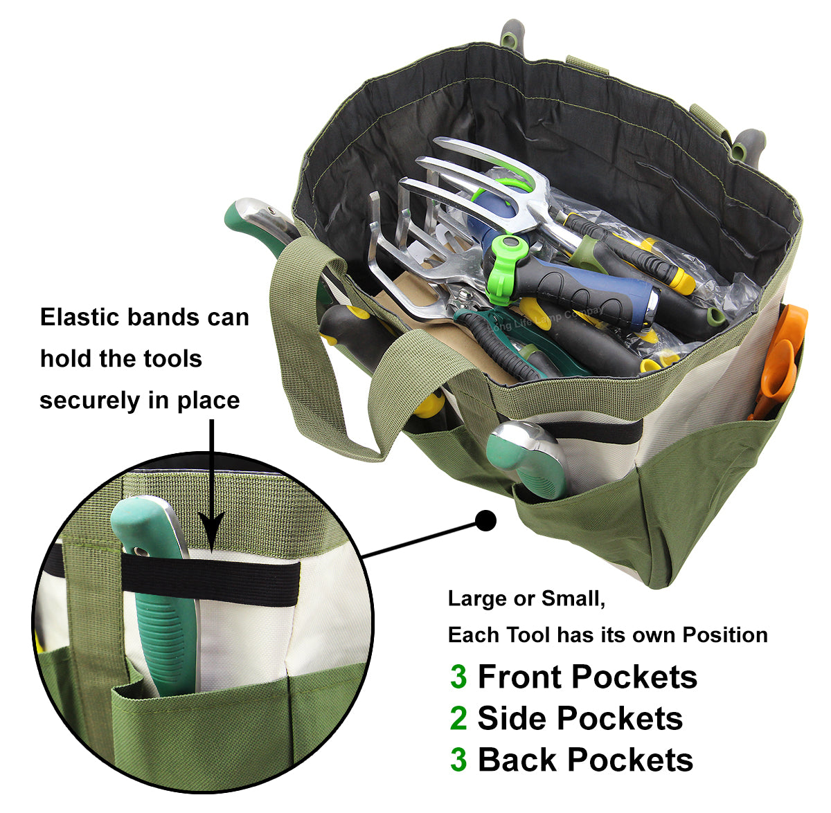 Heavy Duty Garden Tool Bag Organizer 8 Pocket Storage - Free delivery on all orders