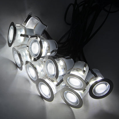 IP68 Outdoor LED Decking Lights 30mm Round Cool White 6500k 10 Kit DEC10CW