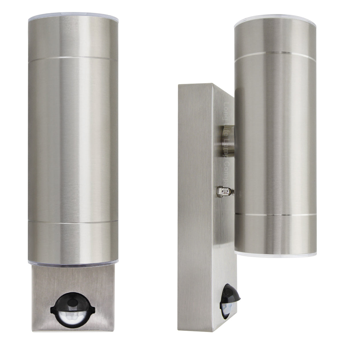 12W LED Double Outdoor Wall With PIR Movement Sensor Stainless Steel Warm White