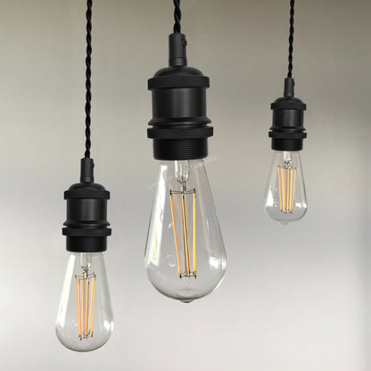 Industrial Vintage Ceiling Pendant Lamp Holder Matte Black E27 Fitting H3065