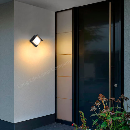 12W Outdoor Modern Square Black LED Wall Light Opal Diffuser 3000K