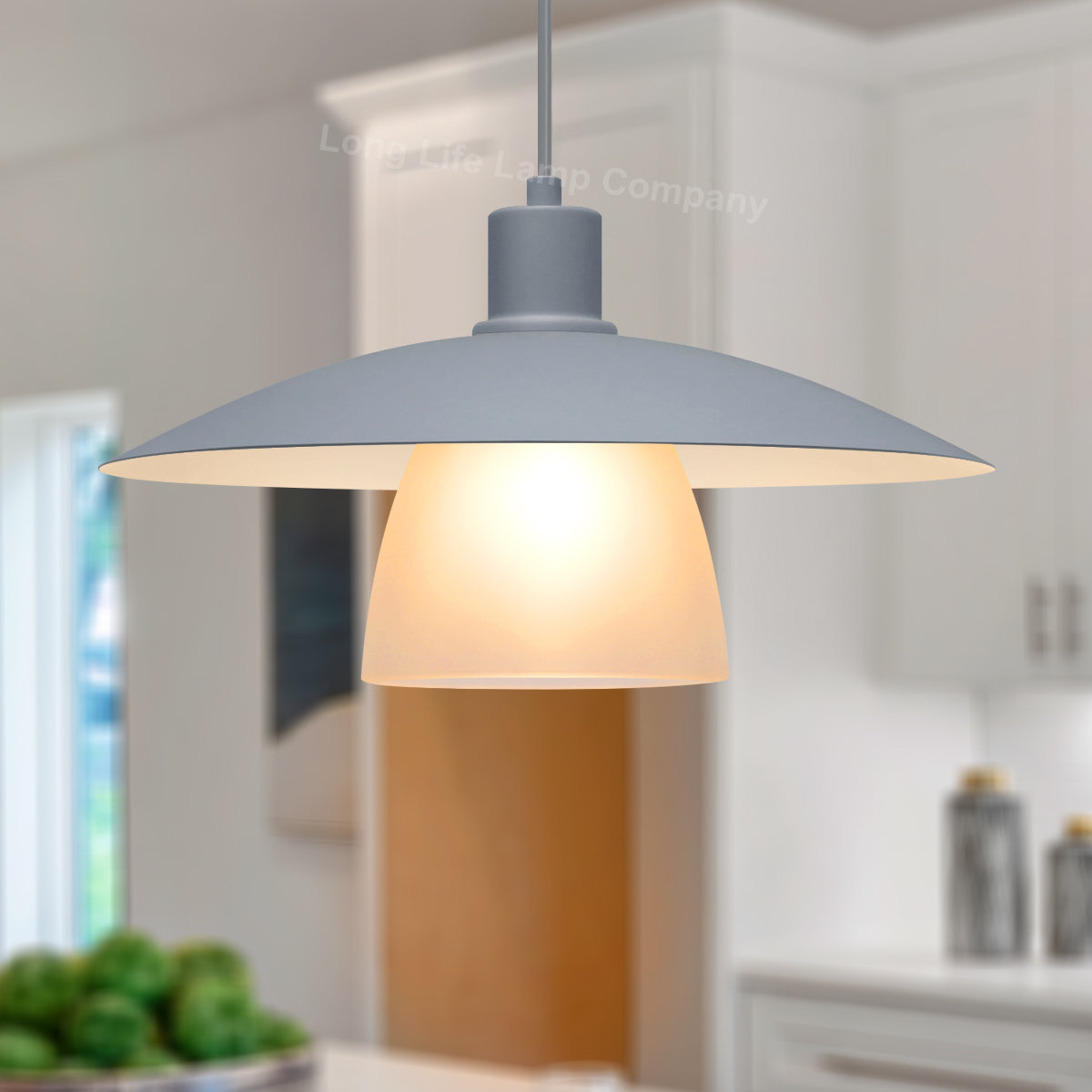 Modern Ceiling Pendant Light Grey Frosted Glass