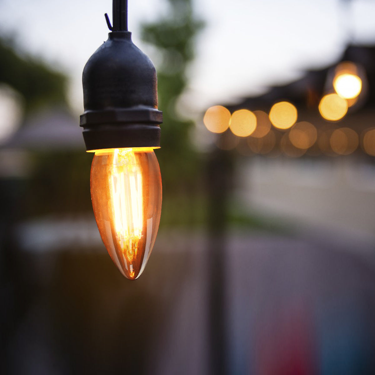 6w Dimmable LED Candle E27 Filament Light Bulb Edison Screw Amber Glass