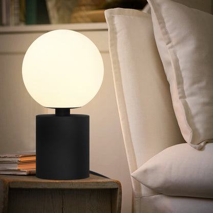 Retro Black Table Lamp Jade Frosted Globe Opaque Glass Shade T512