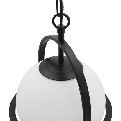 Industrial Nautical Ceiling Pendant Light Opal Globe Glass Black Chain Suspended