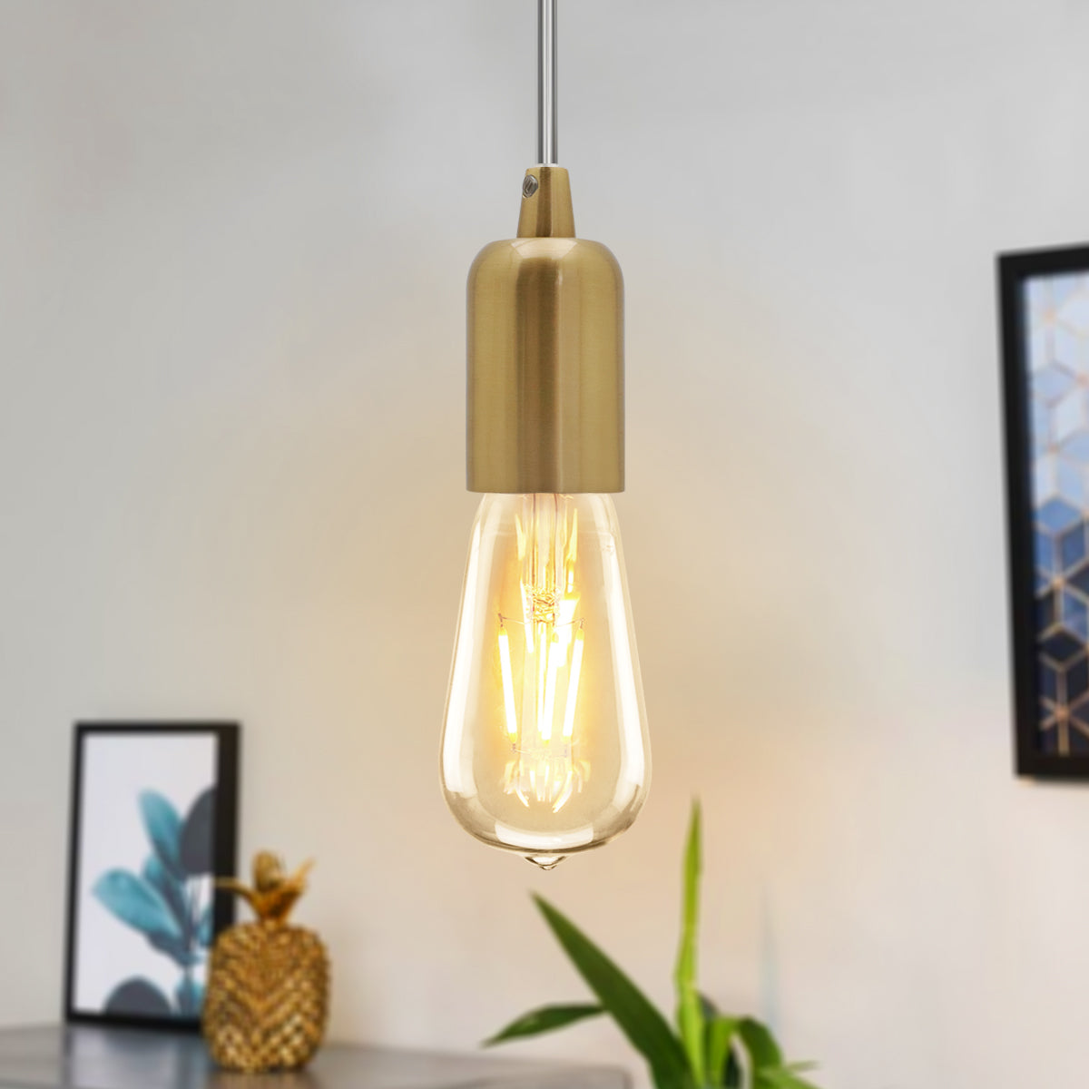 Ceiling Rose Pendant E27 Fitting Brass Flex Hanging Lamp Holder Kit