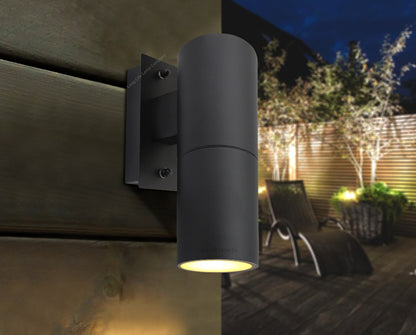 Single Outdoor Wall Light Black Stainless Steel IP65