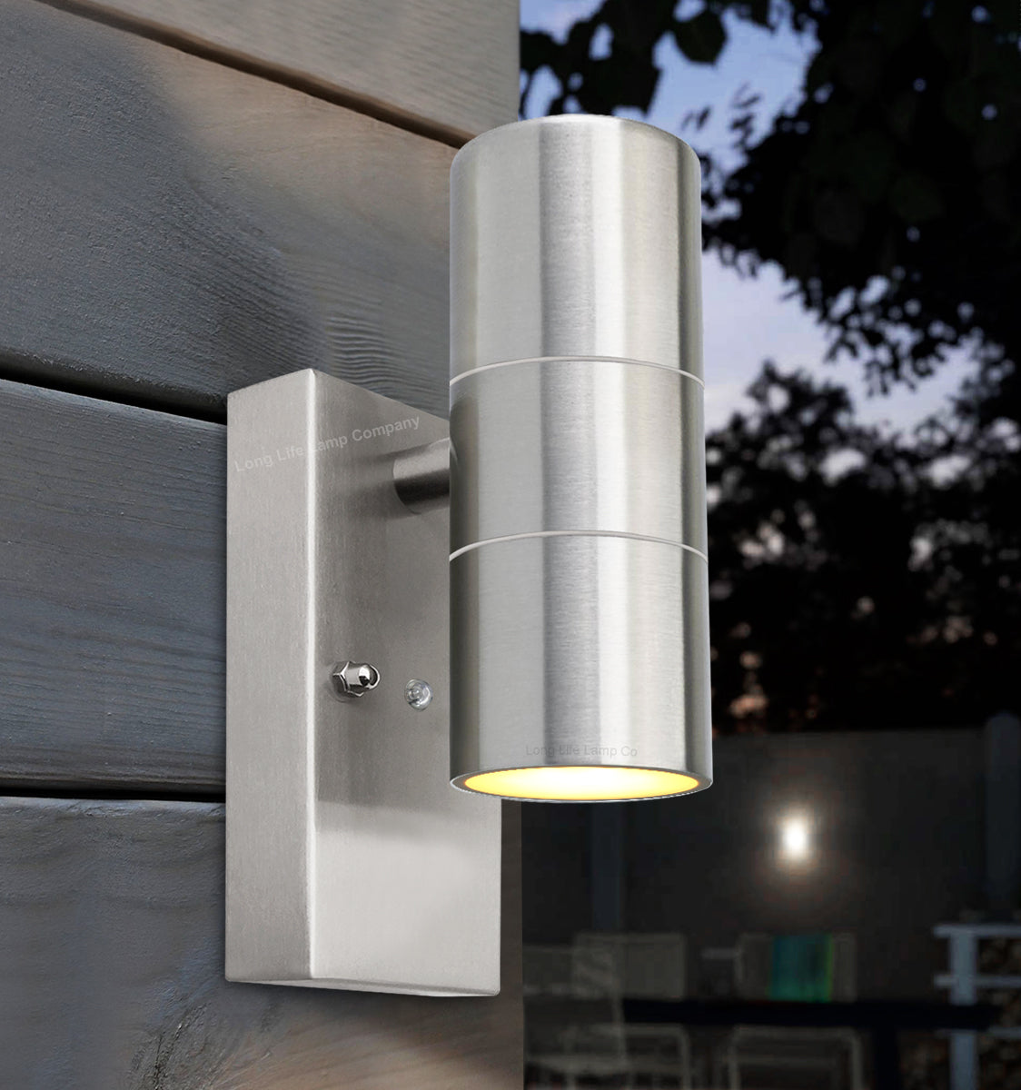 Outdoor Up Down Wall Light Dusk Till Dawn Sensor Stainless Steel Finish ZLC0203DTD