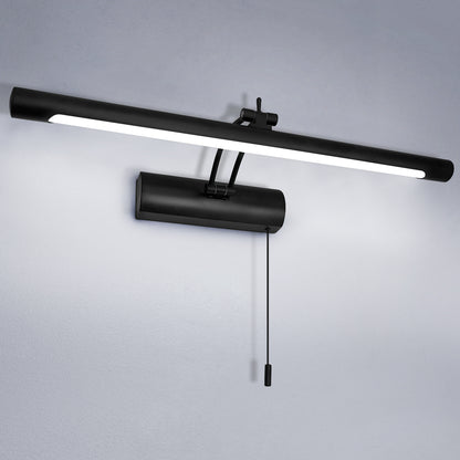 8W Black Adjustable LED Bathroom Mirror Wall Light with Pull Cord Cool White 6500K IP44 ML26