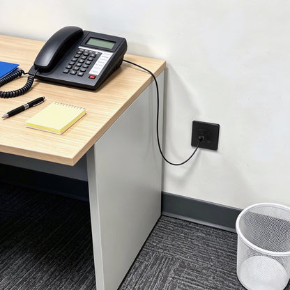 Durable 2 gang CAT6 network socket with flush matt black plate