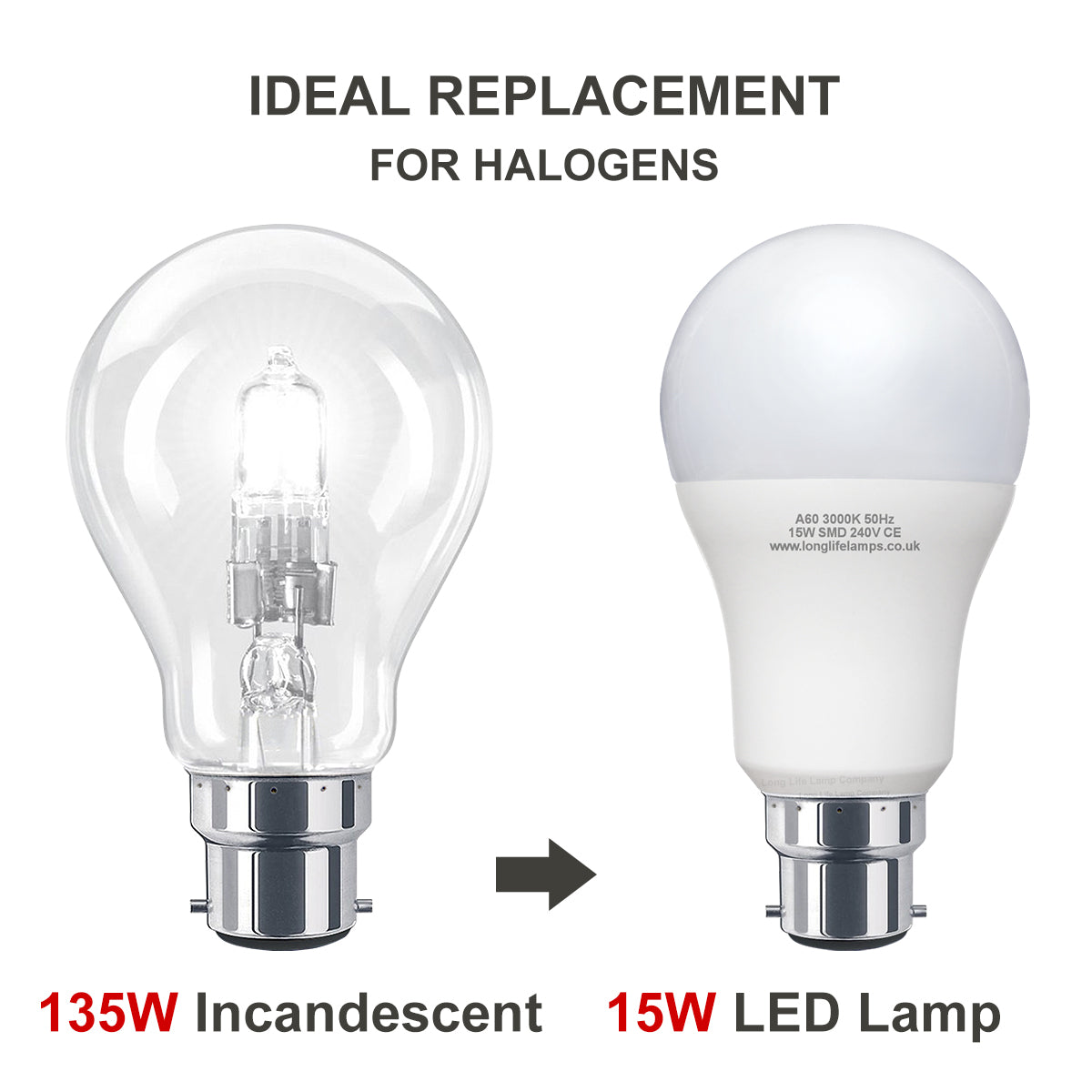 15w GLS LED Light Bulb B22 Bayonet Warm White A60