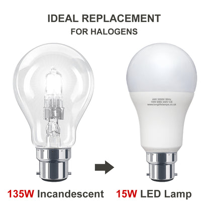 15w GLS LED Light Bulb B22 Bayonet Warm White A60