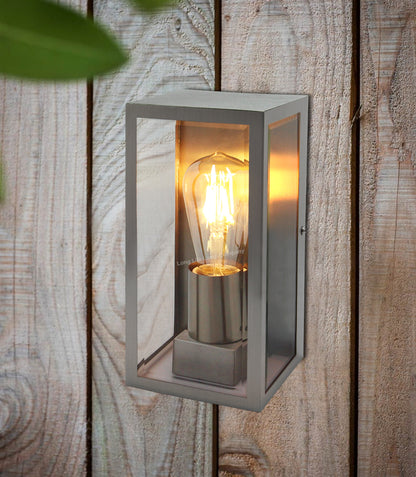 Outdoor Wall Light E27 60W Rectangular Glass Stainless Steel IP44 - Free delivery on all orders