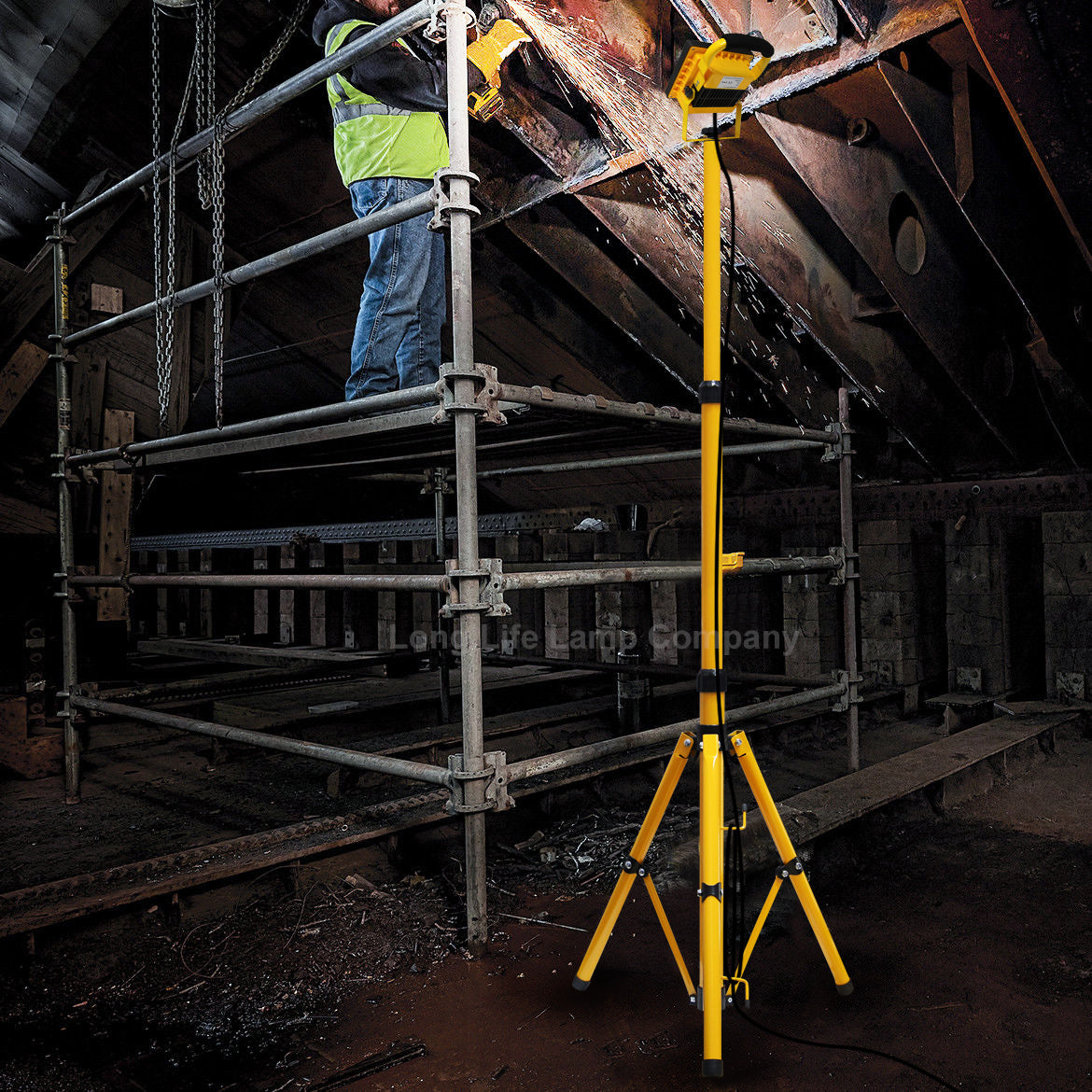 Floodlight Tripod Stand for Job Site Lighting Single Head