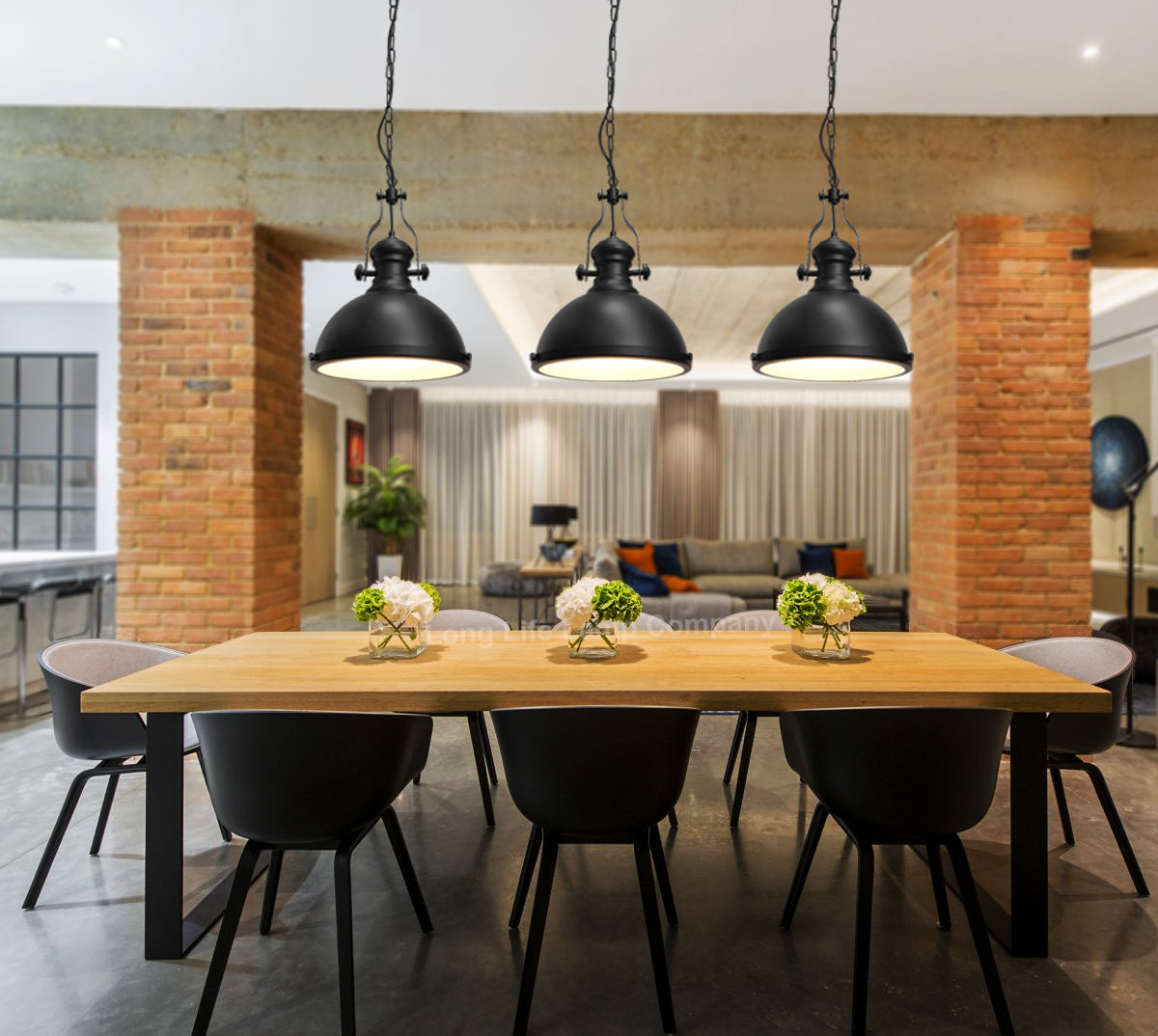 Industrial Black Ceiling Pendant Light with 9W LED - Free delivery on all orders