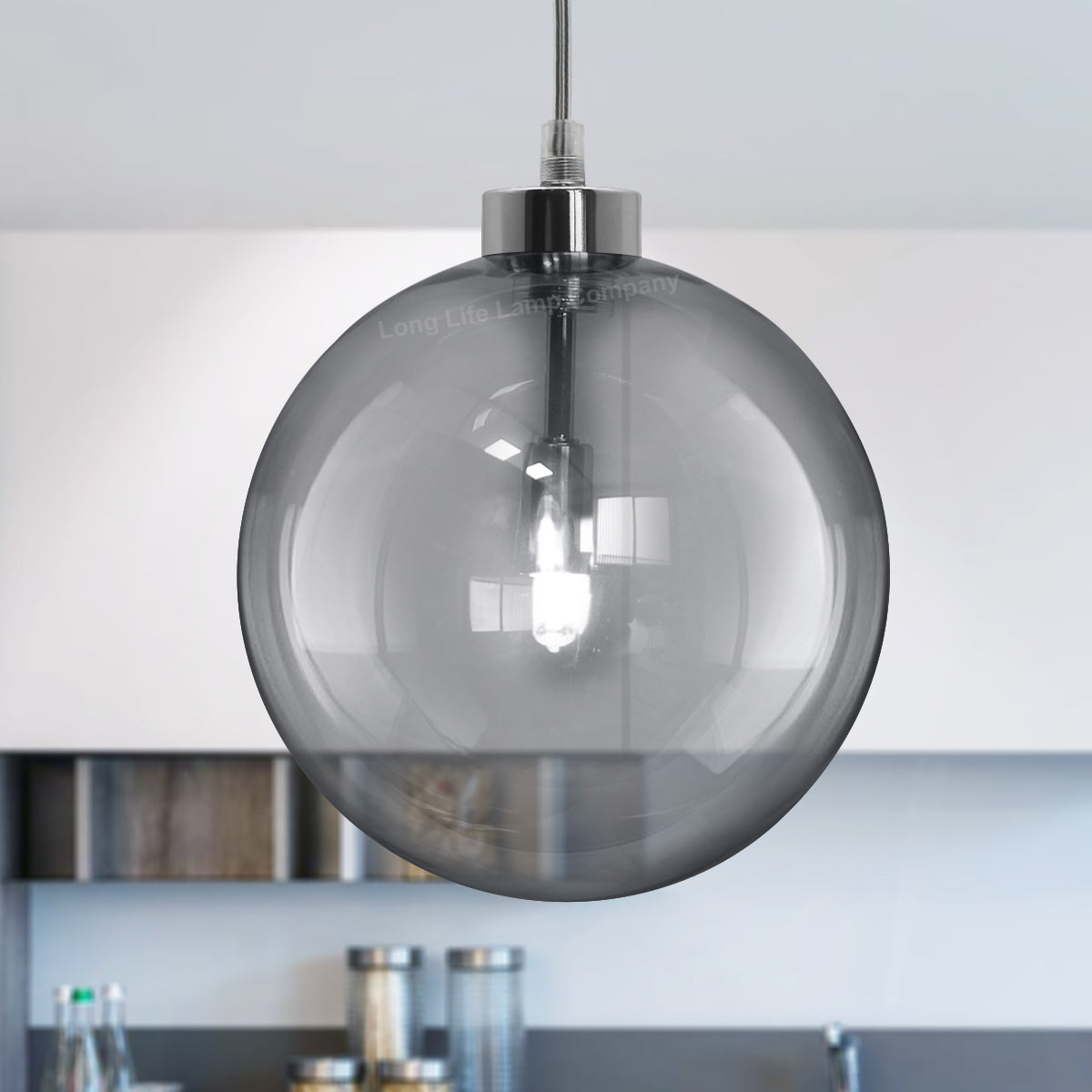 Modern Vintage Ceiling Smoked Grey Globe Pendant Light - Free delivery on all orders