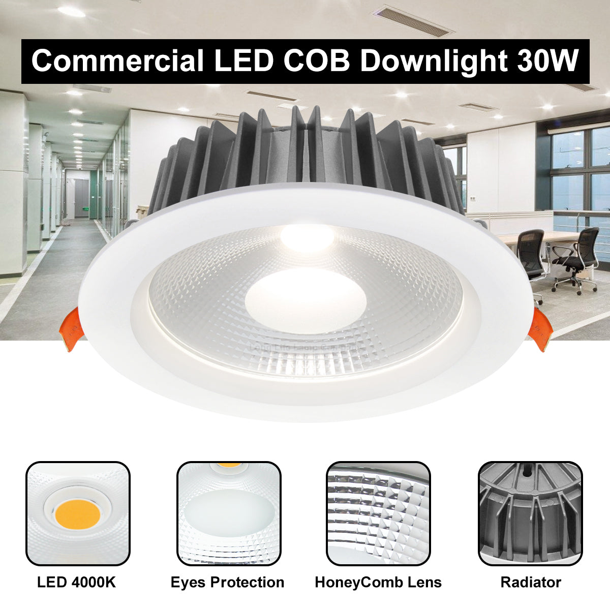 COB 30W Recessed Commercial LED Downlight 4000K CDL30W4K