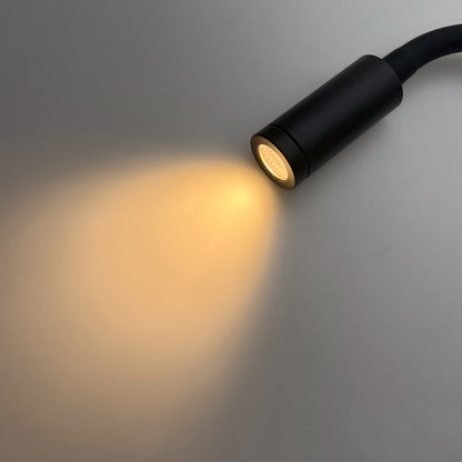 3W LED Adjustable Black Wall Mounted Reading Light with Flexible Arm Warm White 3000K