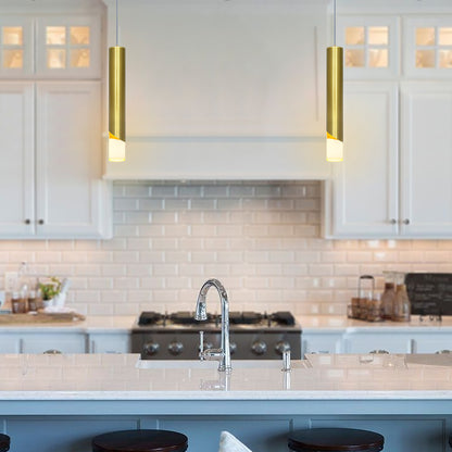 3W Modern Brushed Brass LED Ceiling Tube Pendant Light Warm White 3000K K451