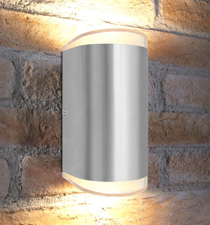6W LED Outdoor Double Wall Light Warm White Stainless Steel IP54 - Free delivery on all orders