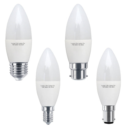 7w Frosted Cover LED Candle Cool White Equivalent to 60w - Energy Light Bulbs - Free delivery on all orders