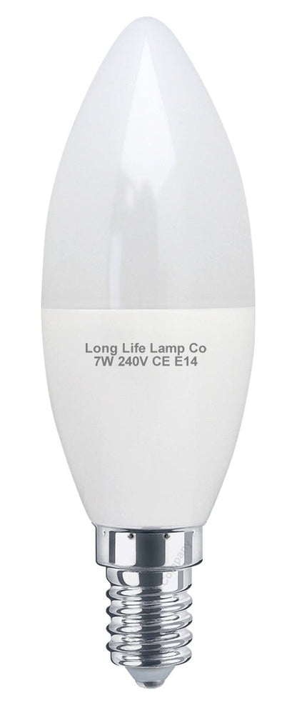 7w Frosted Cover LED Candle Warm White Equivalent to 60w - Energy Light Bulbs - Free delivery on all orders