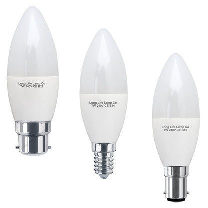 7w Frosted Cover LED Candle Warm White Equivalent to 60w - Energy Light Bulbs - Free delivery on all orders