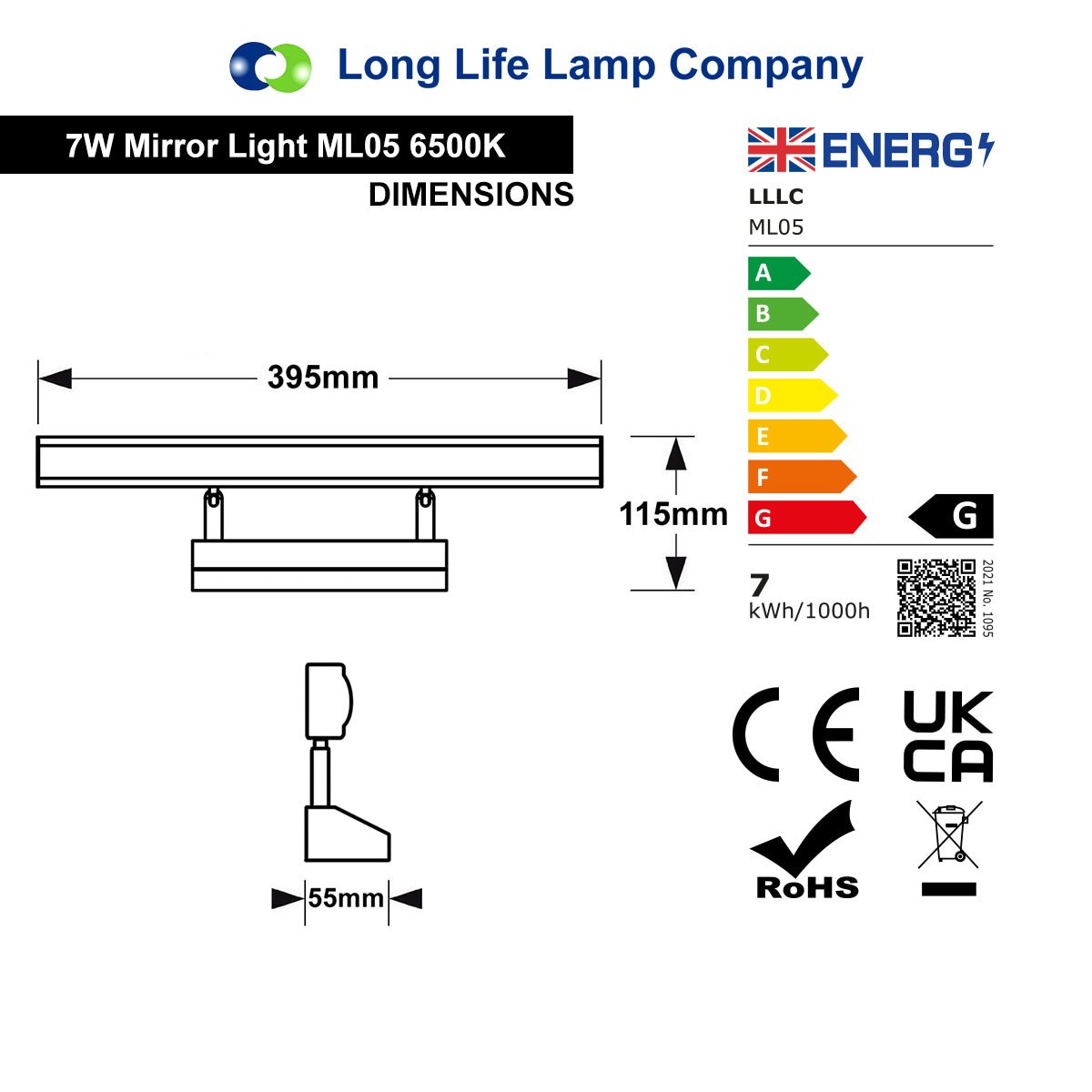 7w LED Bathroom Mirror Wall Light Cool White 6500k IP20 - Energy Light Bulbs - Free delivery on all orders