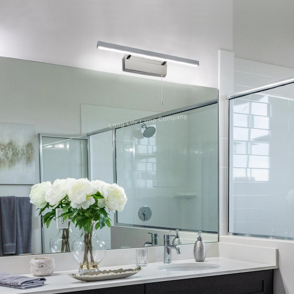 7w LED Bathroom Mirror Wall Light With Pull Cord Cool White 6500k IP20 - Energy Light Bulbs - Free delivery on all orders