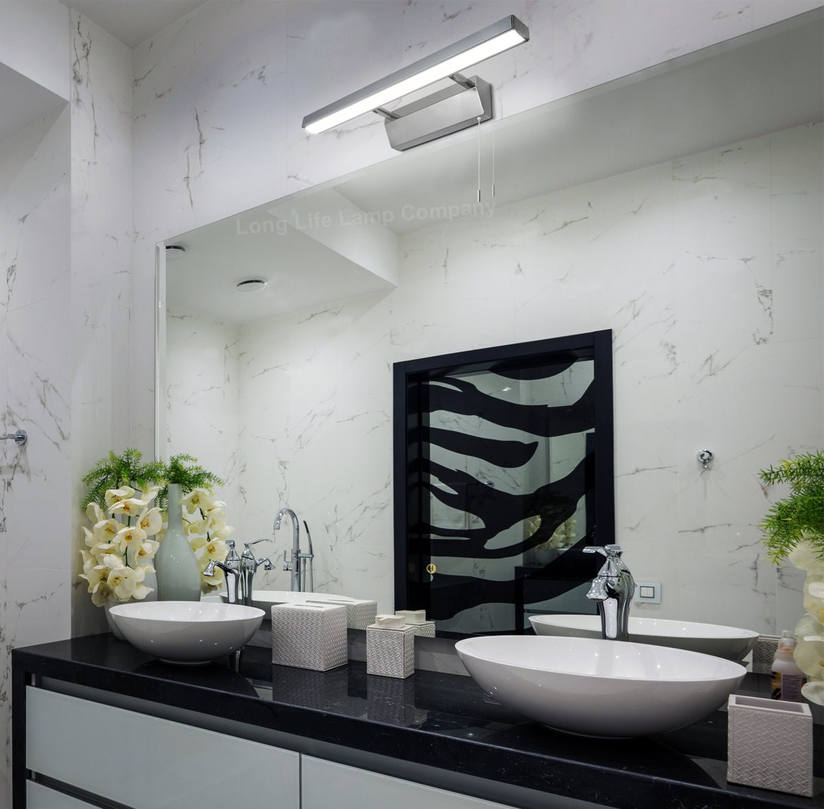 7w LED Bathroom Mirror Wall Light With Pull Cord Cool White 6500k IP20 - Energy Light Bulbs - Free delivery on all orders