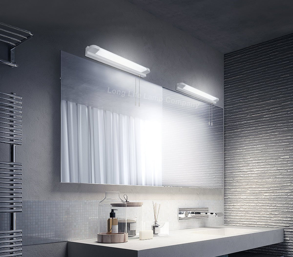 7w LED Bathroom Mirror Wall Light With Pull Cord Cool White 6500k IP44 - Energy Light Bulbs - Free delivery on all orders