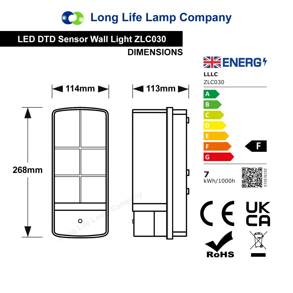 7w LED Bulkhead Dusk to Dawn Sensor Security Light Cool White - Energy Light Bulbs - Free delivery on all orders