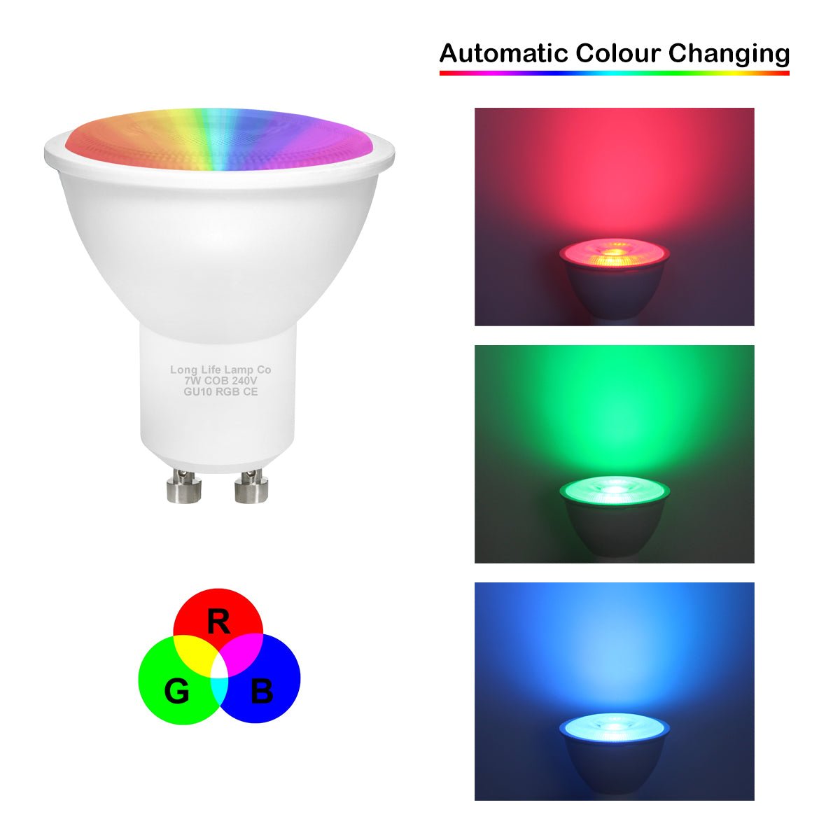 7w LED GU10 Colour Changing Bulbs | Auto Fade COB High Brightness Mood - Energy Light Bulbs - Free delivery on all orders