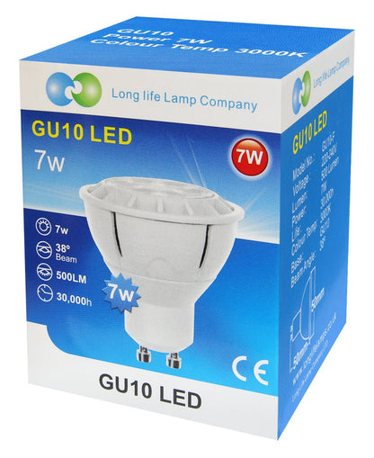 7w LED GU10 replacement 65w Halogen warm white old - Energy Light Bulbs - Free delivery on all orders