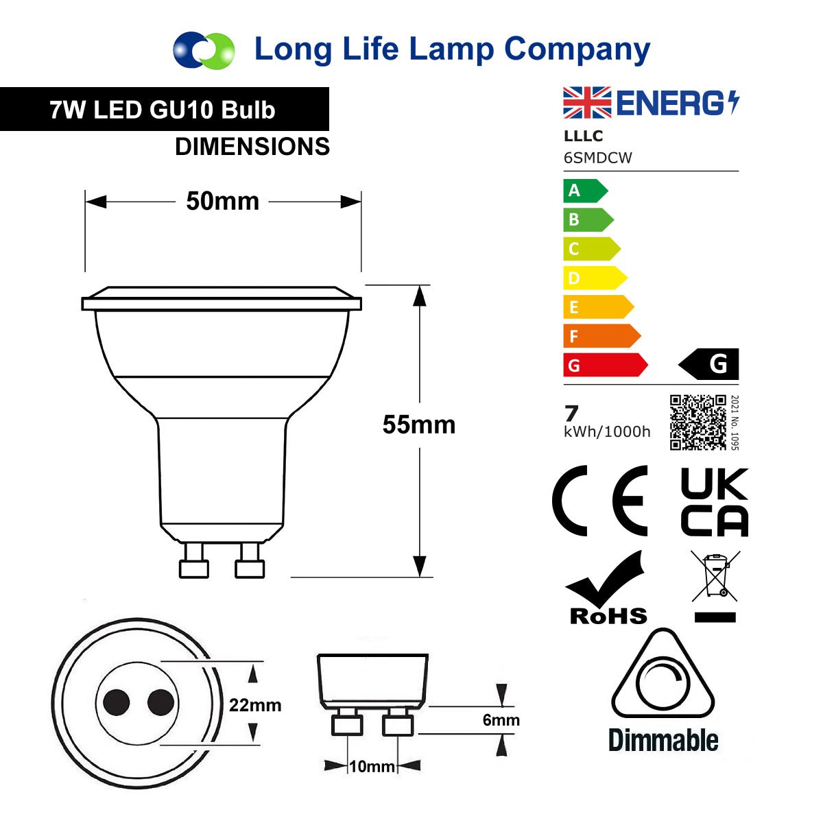 7w LED GU10 replacment 65w Halogen Cool white old - Energy Light Bulbs - Free delivery on all orders