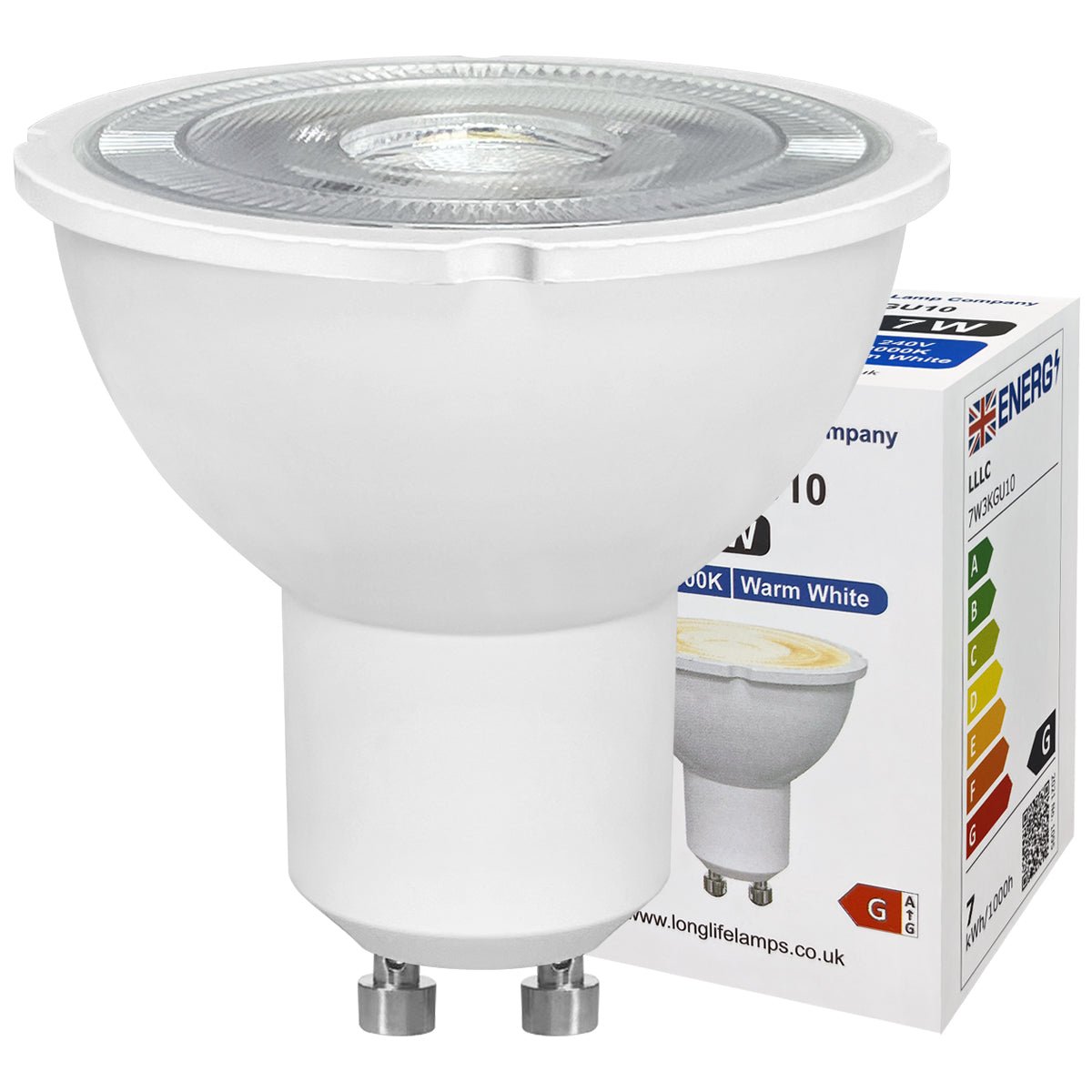 7W LED GU10 Spotlight Bulb Warm White 3000k 5 Pack or 10 Pack - Energy Light Bulbs - Free delivery on all orders