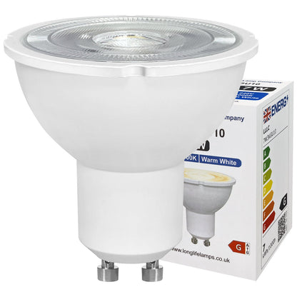 7W LED GU10 Spotlight Bulb Warm White 3000k 5 Pack or 10 Pack - Energy Light Bulbs - Free delivery on all orders