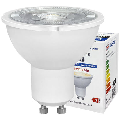 7W LED GU10 Spotlight – Warm White 3000K, 5 or 10 Pack - Energy Light Bulbs - Free delivery on all orders