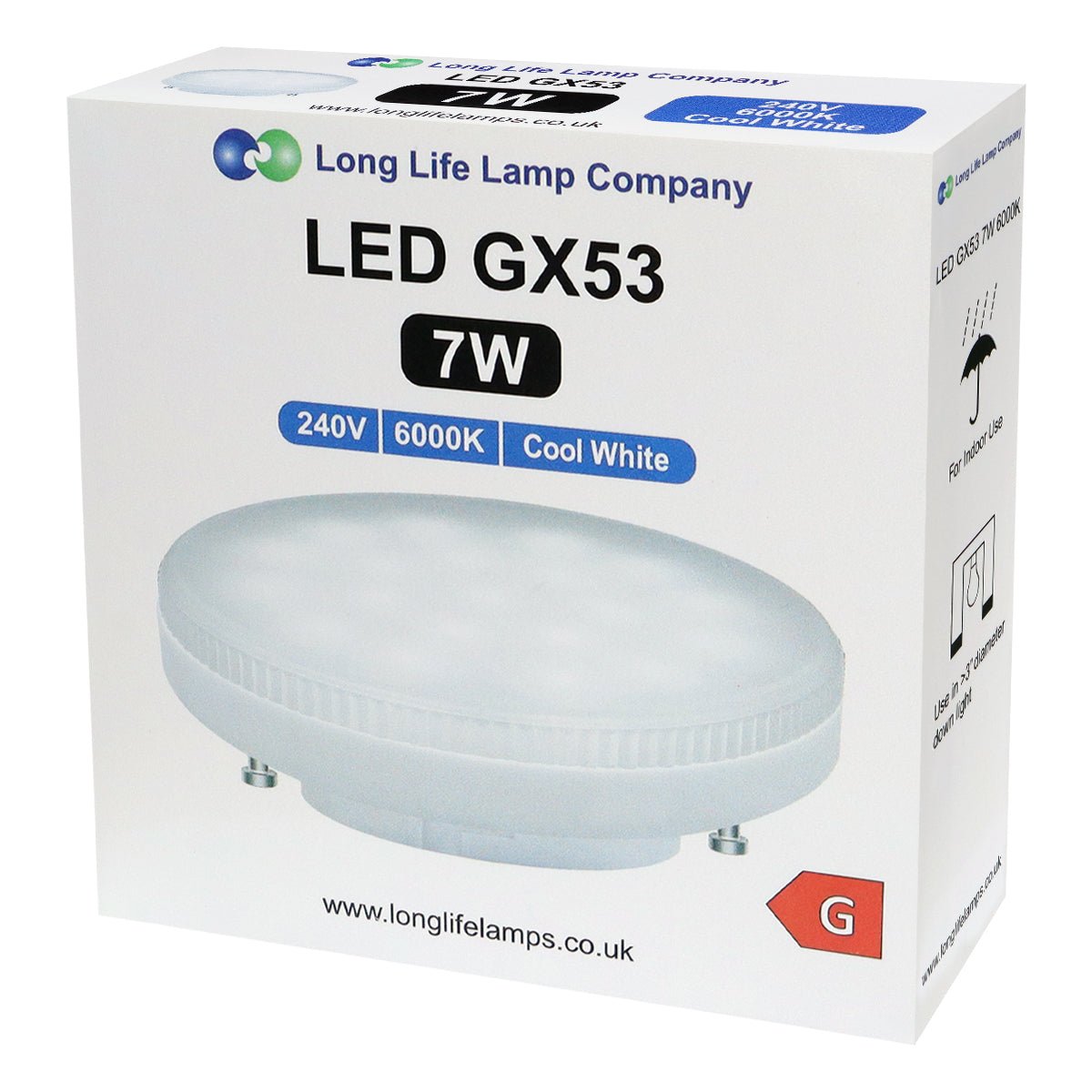 7w LED GX53 Light Bulb Cool White Replacement For Round CFL - Energy Light Bulbs - Free delivery on all orders