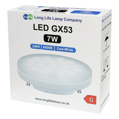 7w LED GX53 Light Bulb Cool White Replacement For Round CFL - Energy Light Bulbs - Free delivery on all orders