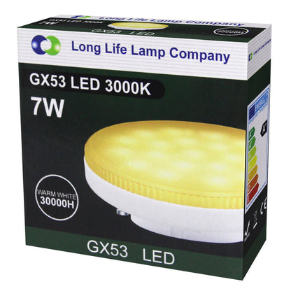 7w LED GX53 Light Bulb Warm White Replacement For Round CFL - Energy Light Bulbs - Free delivery on all orders