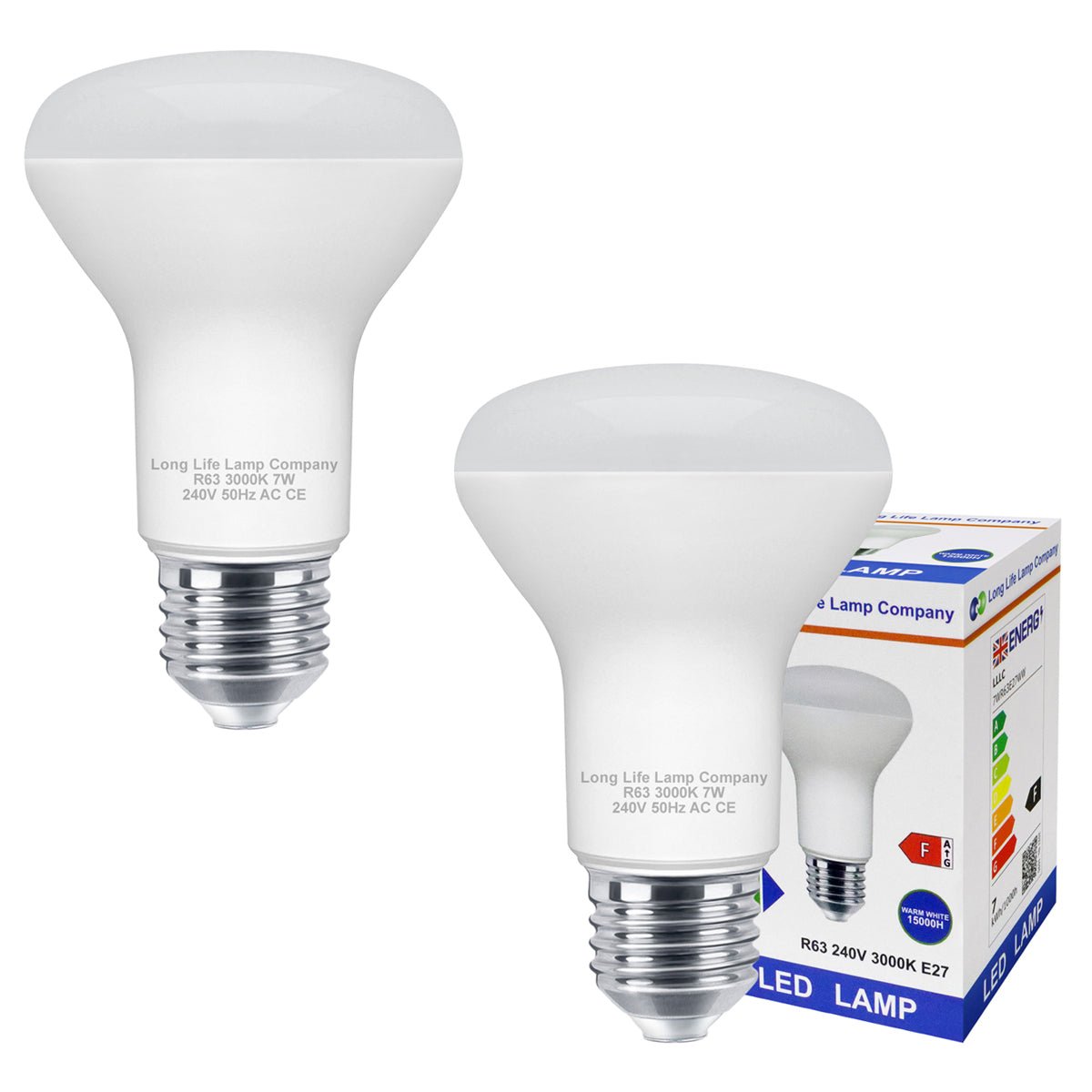 7W R63 LED Reflector Light Bulb 3000K E27 - Energy Light Bulbs - Free delivery on all orders