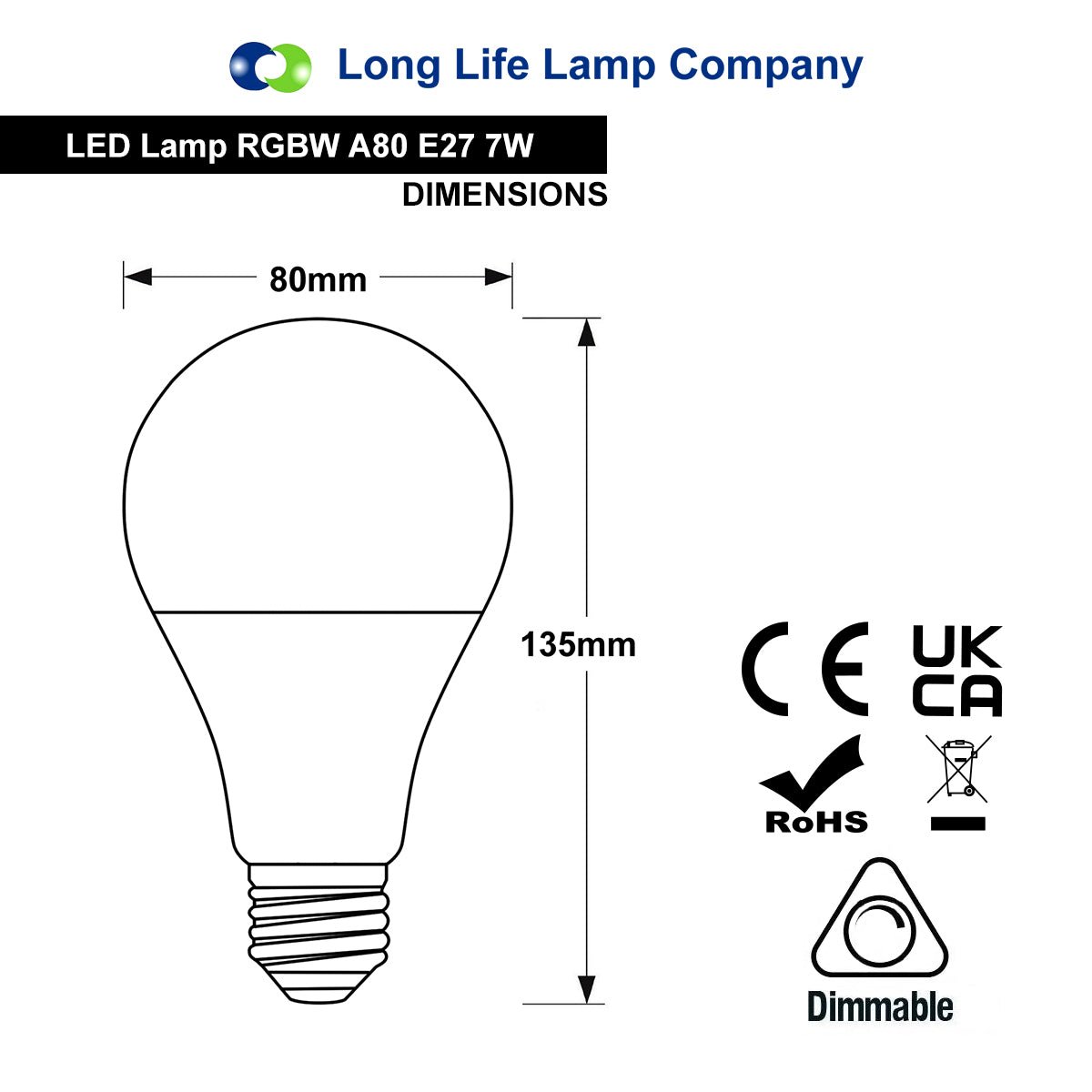 7W RGB LED Bulb E27 with Remote and Built In Memory Function