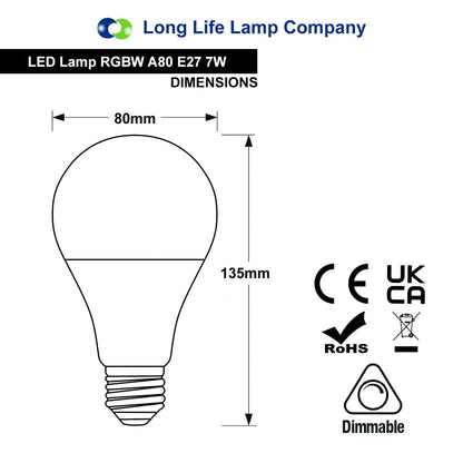 7W RGB LED Bulb E27 with Remote and Built In Memory Function
