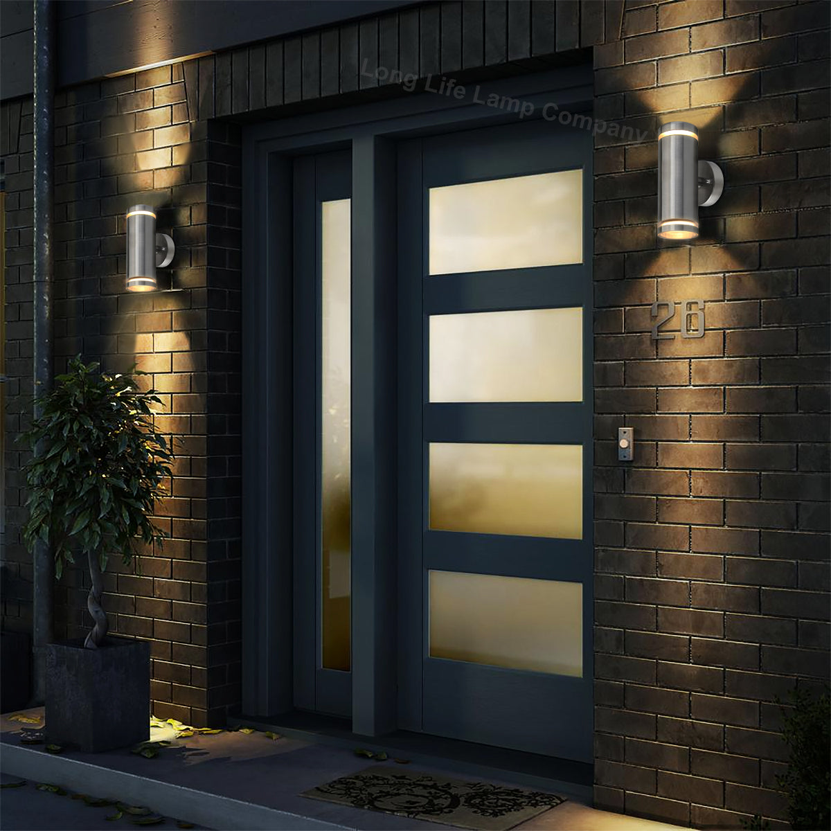 2 x Outdoor Double Wall Lights Stainless Steel GU10 Fitment - Free delivery on all orders