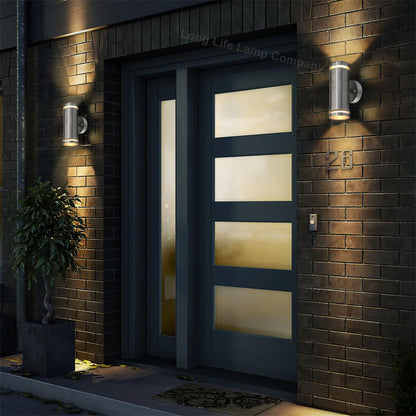 2 x Outdoor Double Wall Lights Stainless Steel GU10 Fitment - Free delivery on all orders