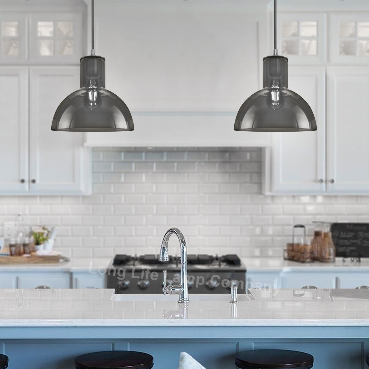 Modern Vintage Ceiling Smoked Grey Glass Pendant Lamp - Free delivery on all orders