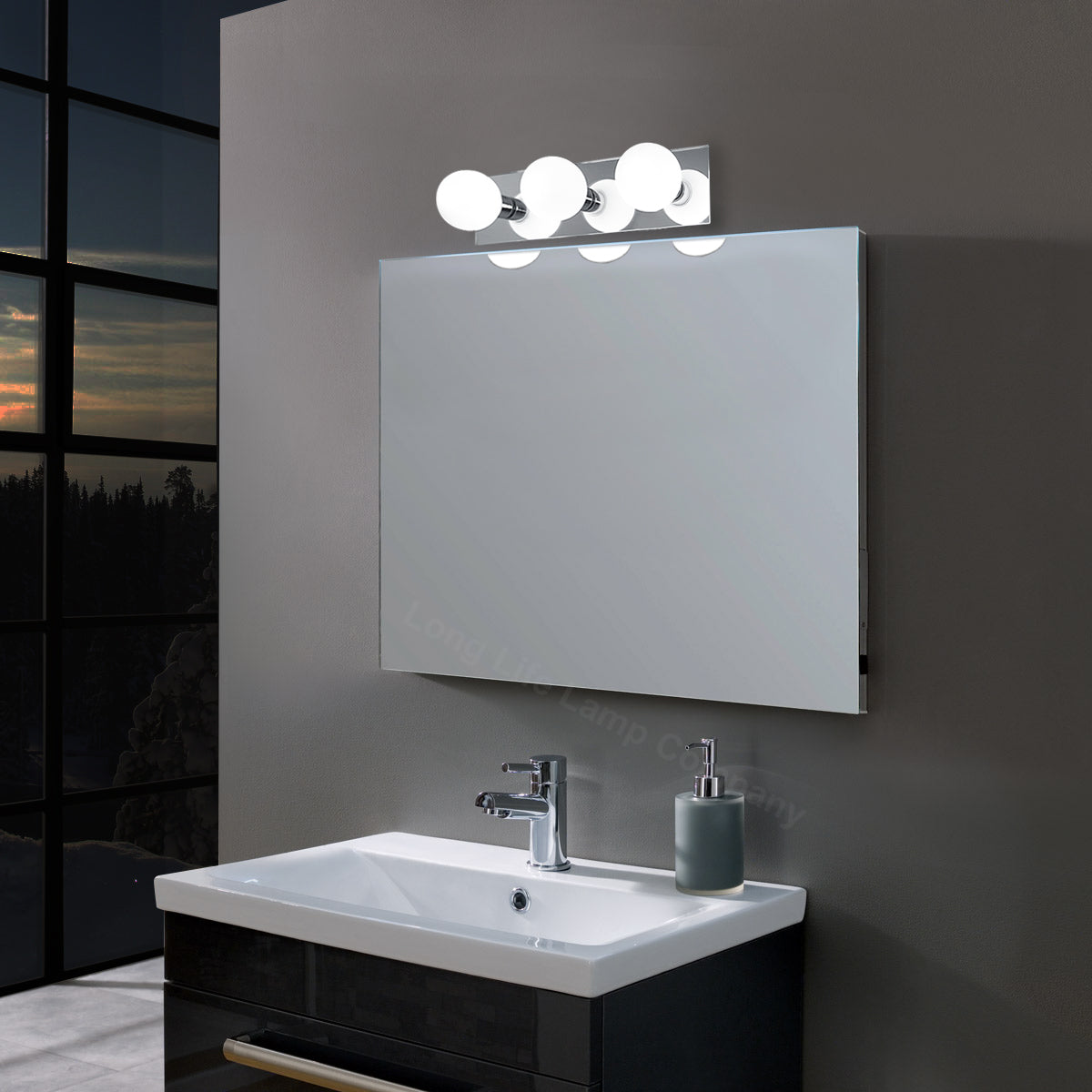 Modern IP44 Opaque 3 Globe Bathroom Mirror Light