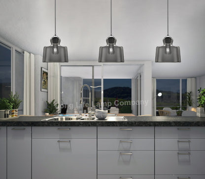 Modern Vintage Grey Smoked Glass Pendant Lamp - Free delivery on all orders