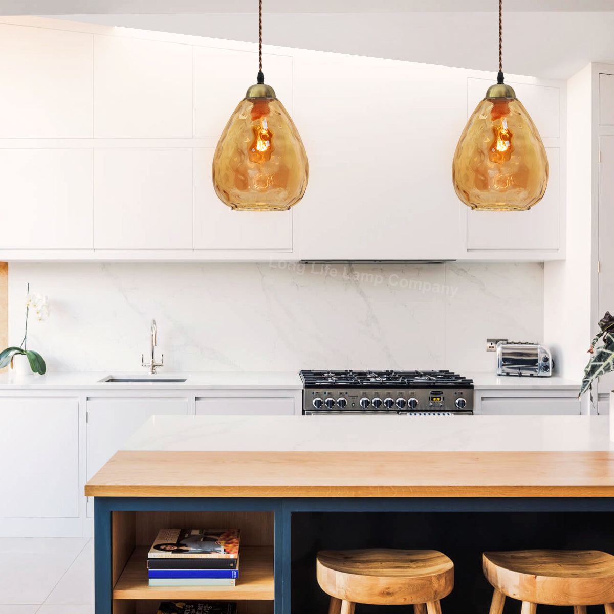 Modern Vintage Smoked Teardrop Gold Glass Ceiling Pendant Lamp M0239